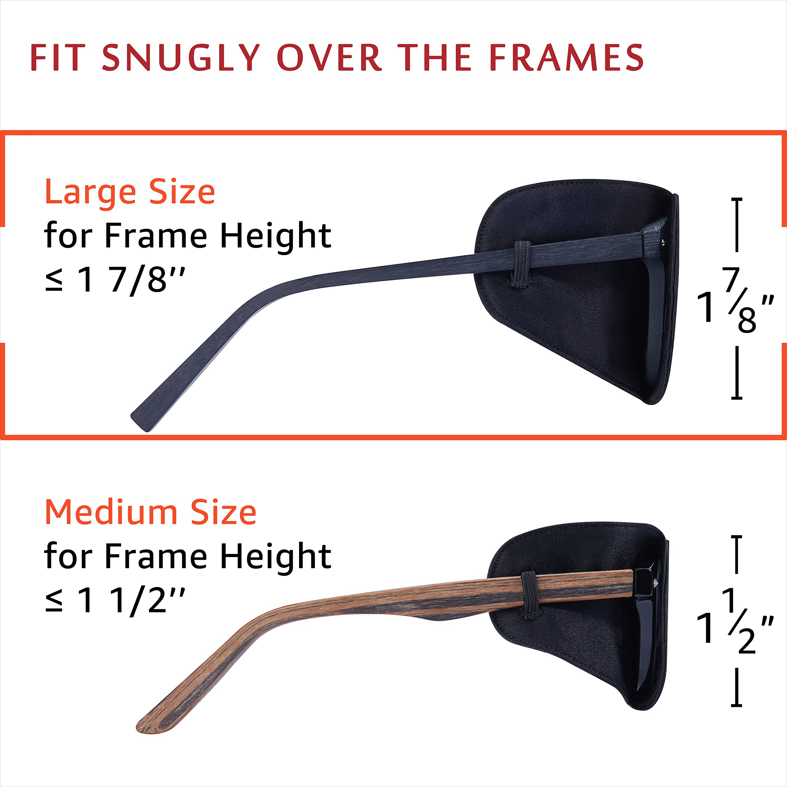 Two black silk eye patches for large frames