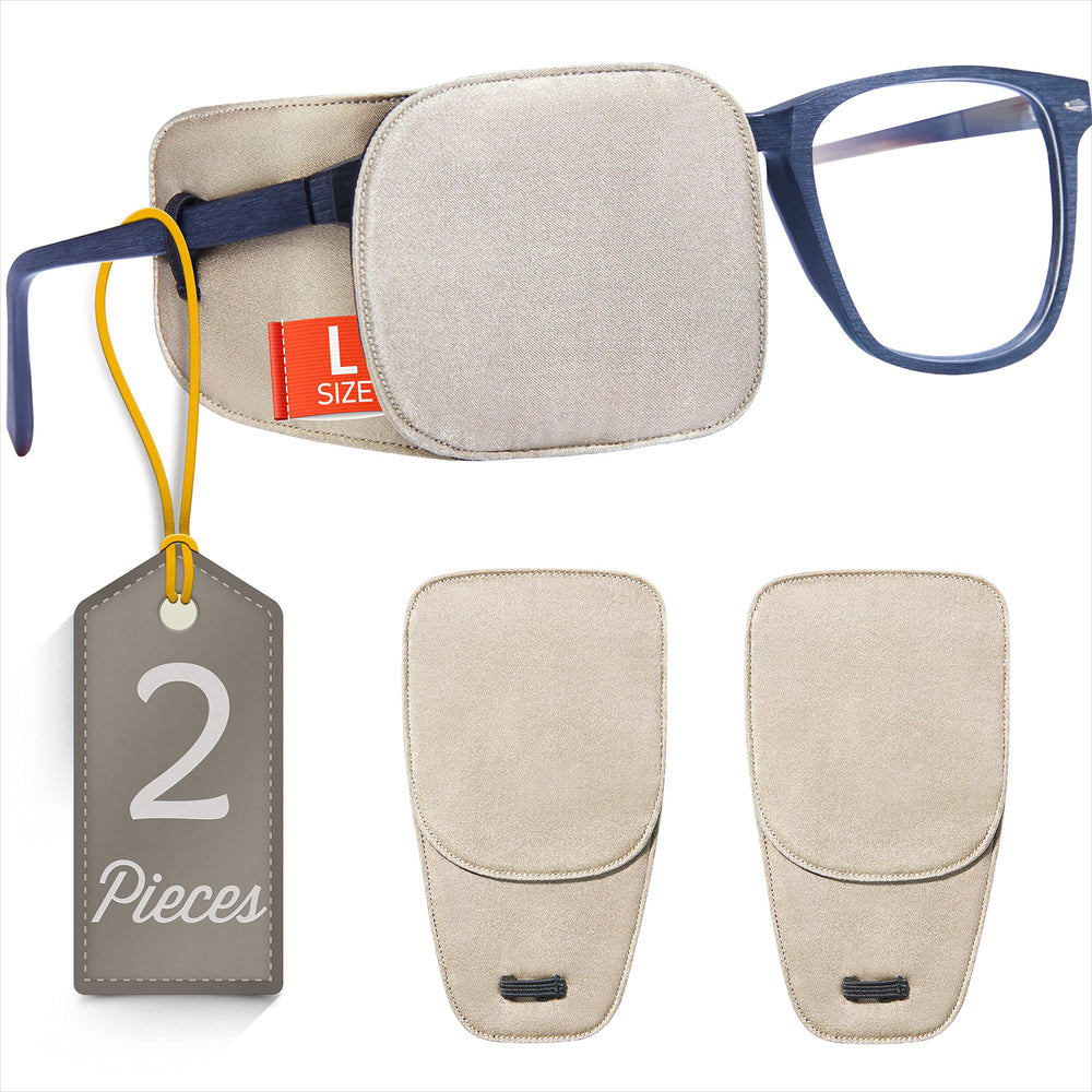 Astropic 2-piece large silk eye patches for oversized glasses in khaki