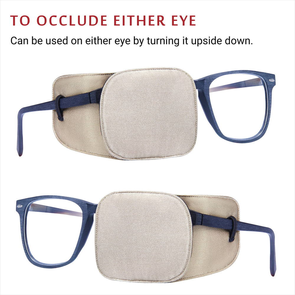 Patch can cover either eye by flipping it upside down