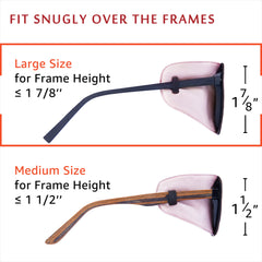 Over-glasses design eye patch resting on large frames