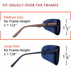 Navy blue silk eye patch with over-glasses design