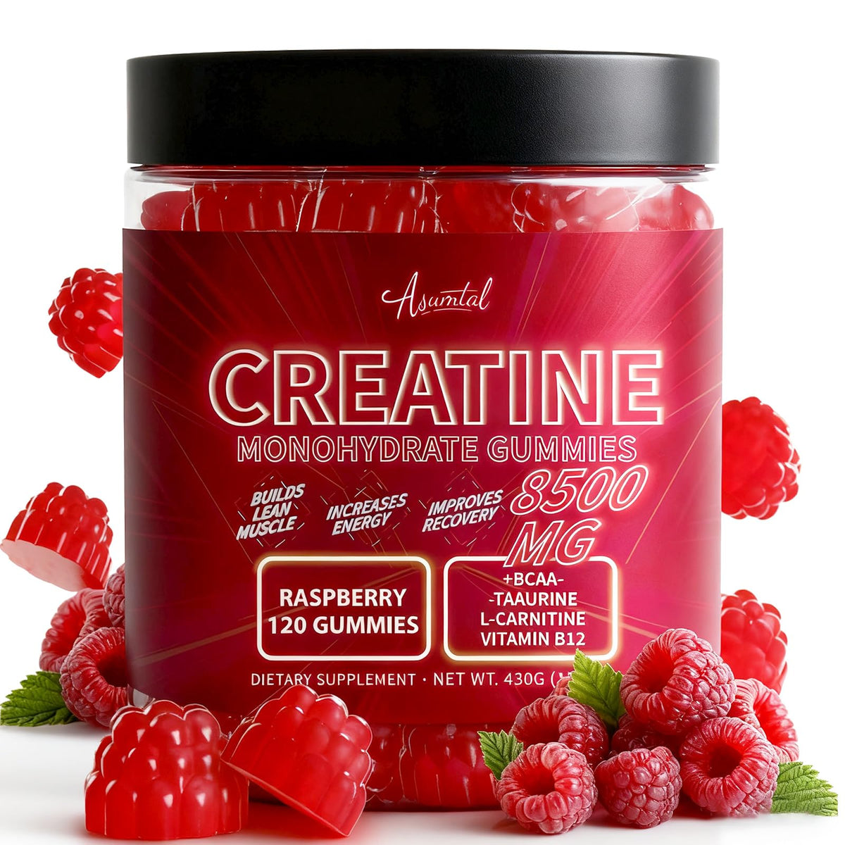 Hero image: Asumtal Creatine Monohydrate Gummies Raspberry 120-count