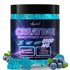 Asumtal Creatine Monohydrate Gummies Blueberry – 120 Count bottle front view