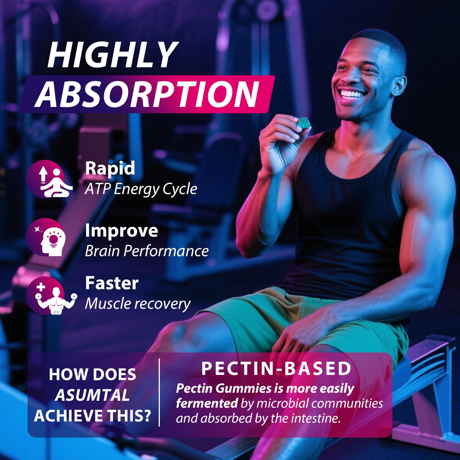 Supplement facts label on Asumtal Creatine Gummies bottle