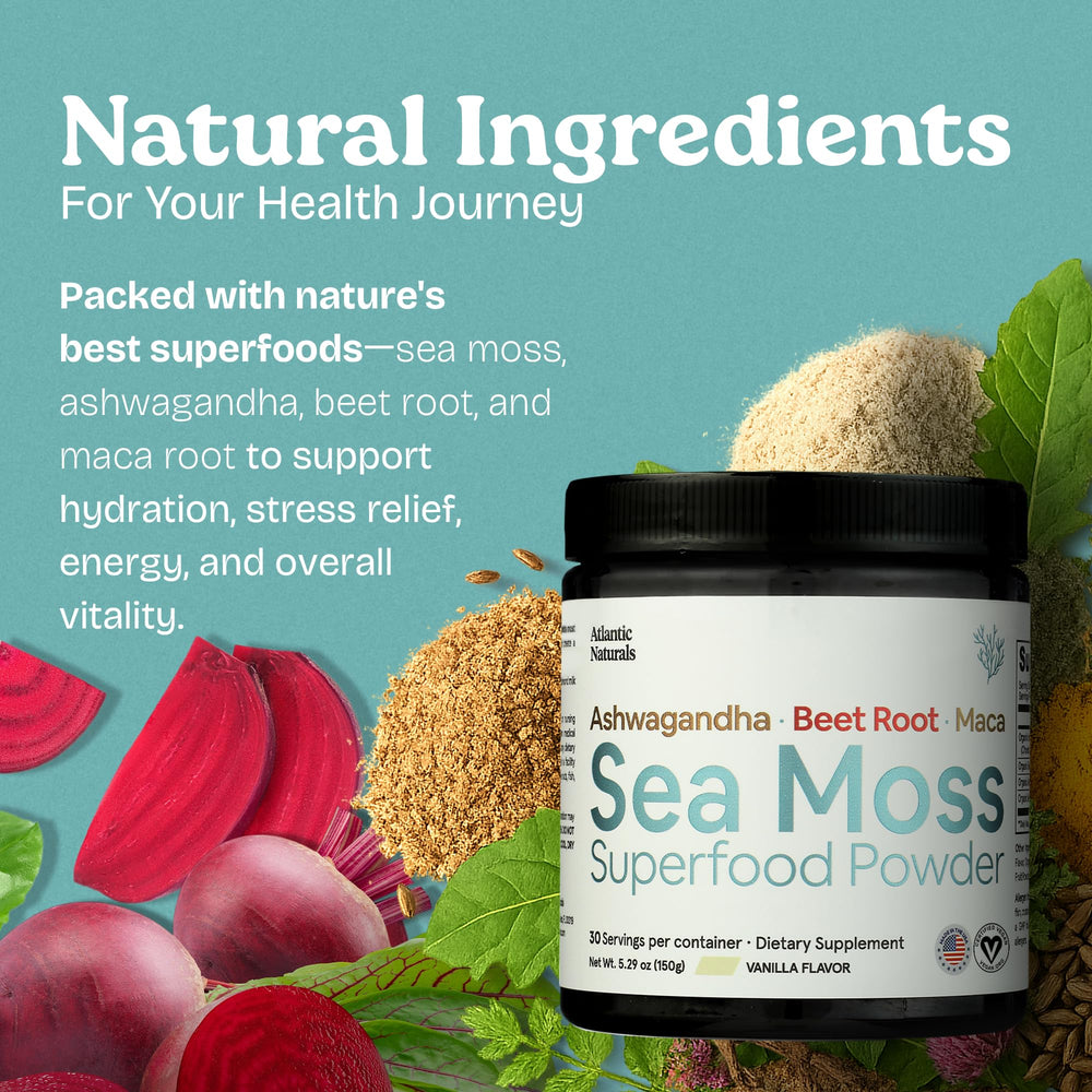 Athletic performance concept with sea moss powder for hydration and energy
