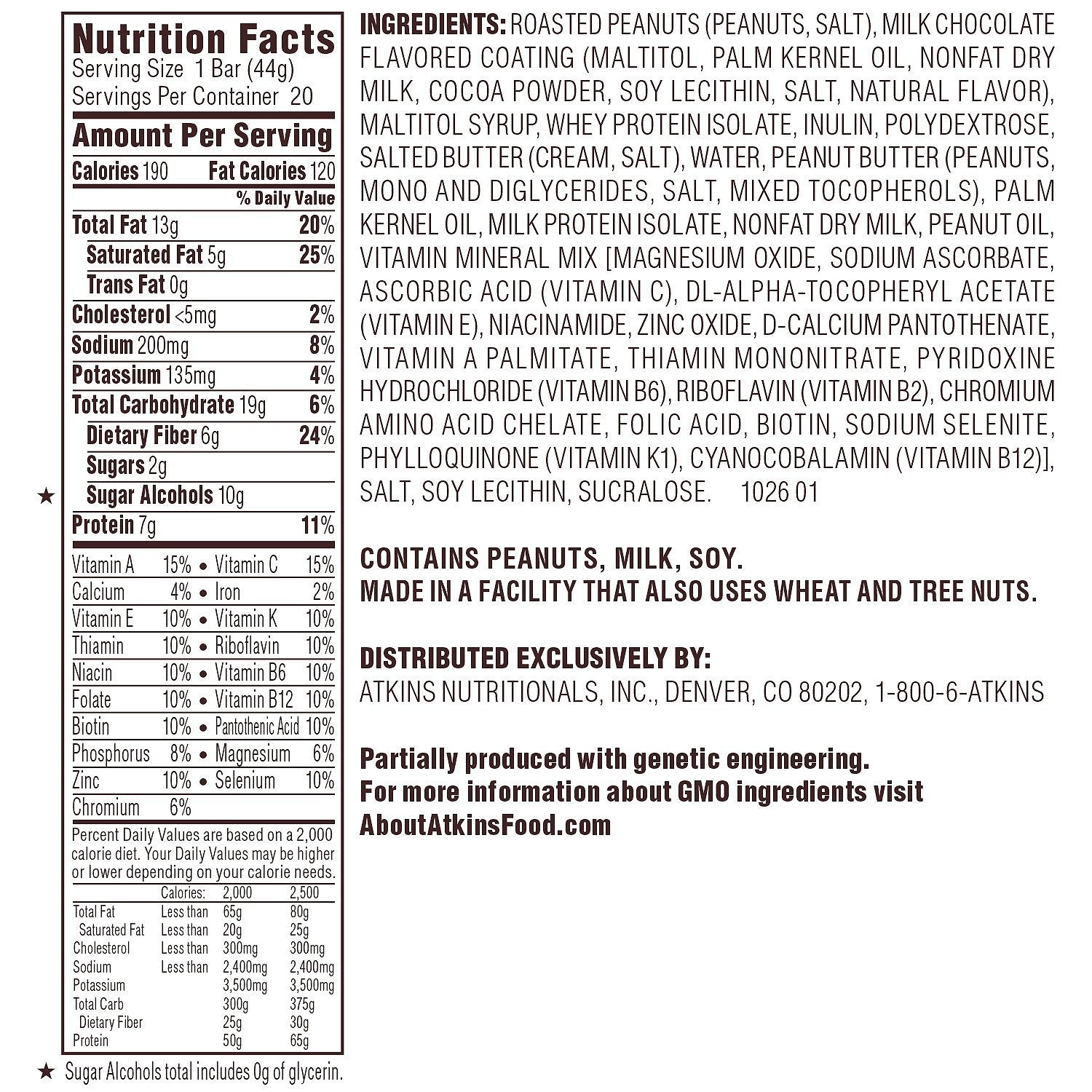 Atkins snack bar closeup—nougat, caramel, and chocolate texture ideal for on-the-go snacking.