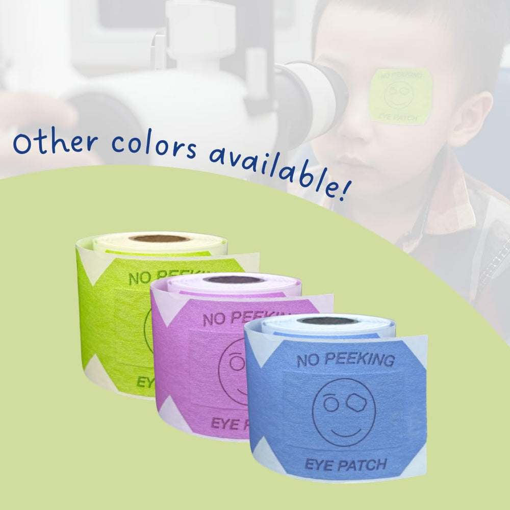 Bright blue eye occluder patches for pediatric eye exams