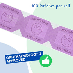 Pediatric eye exam patches in purple color on roll