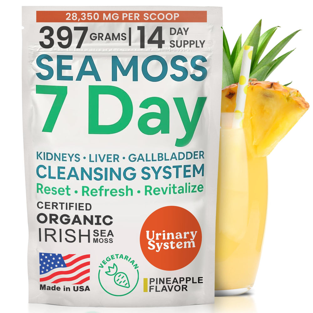 Atlantic Naturals Sea Moss 14 oz detox powder bottle with Pineapple flavor