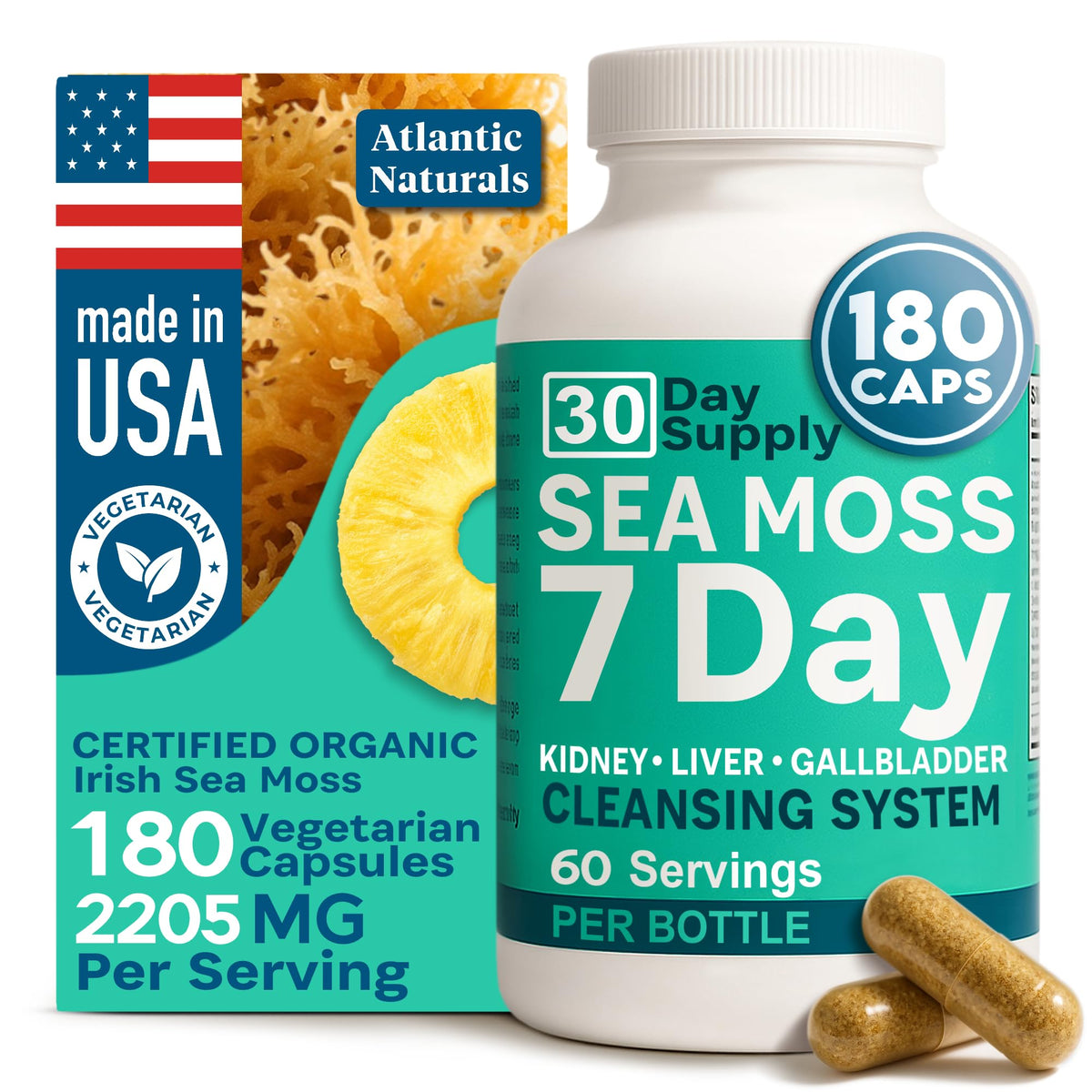 Atlantic Naturals Sea Moss Capsules bottle - 180 count