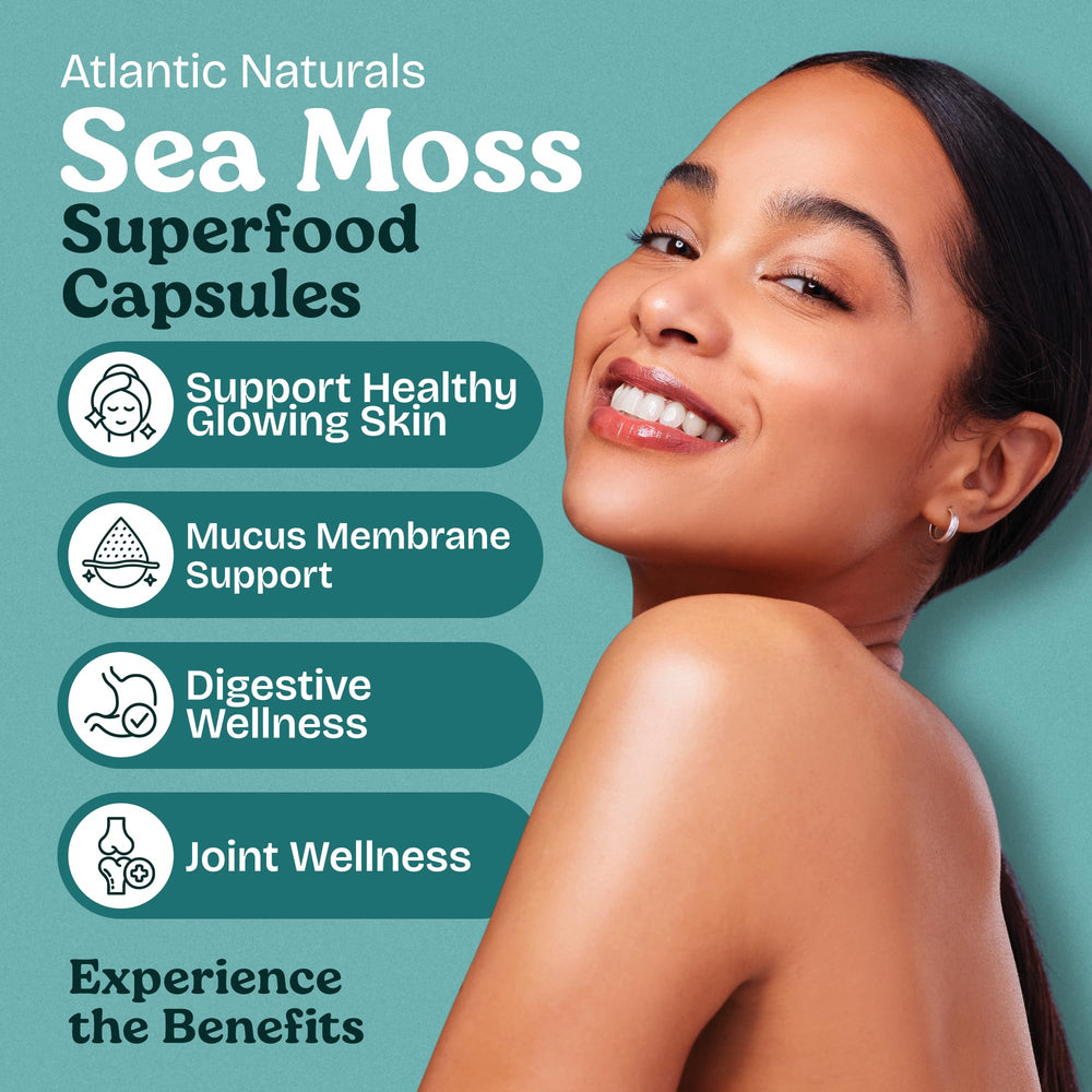 Close-up of product ingredients: Moringa, Ashwagandha, Black Seed Oil, Ginger & Ginseng