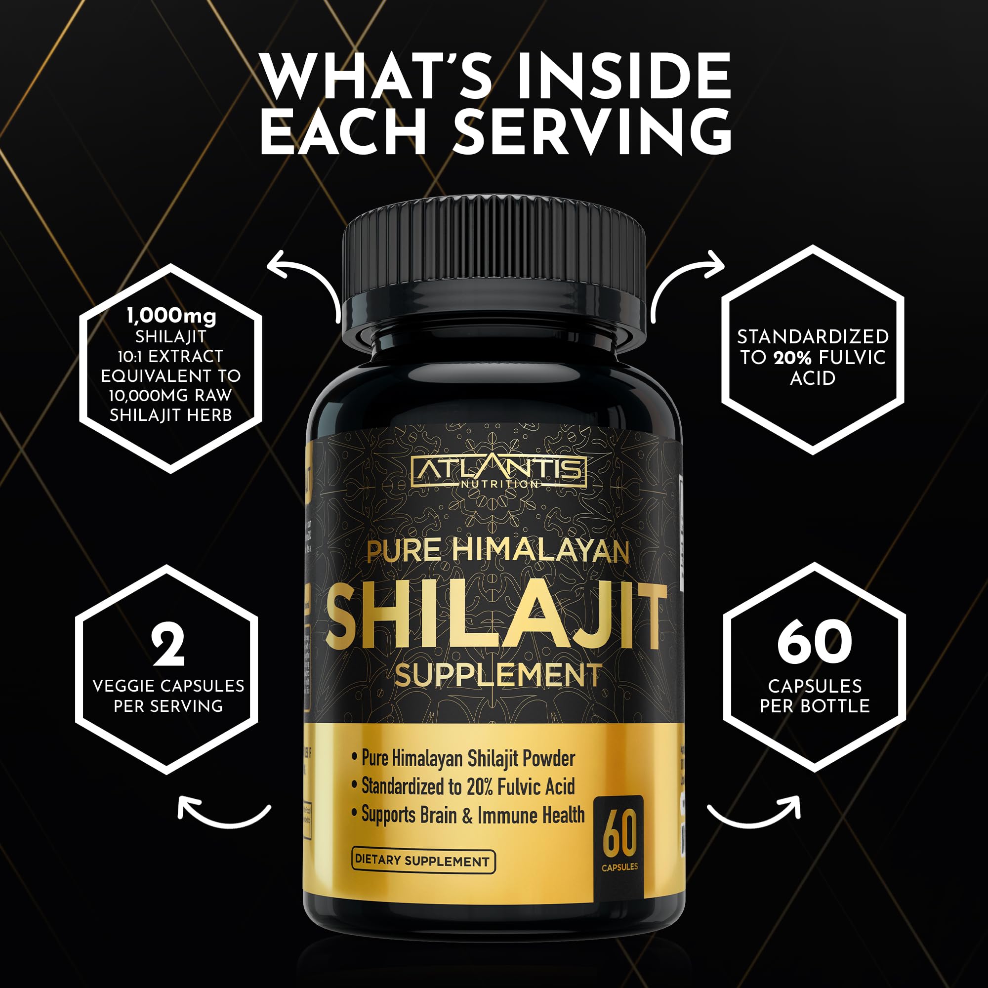 Product label image for Atlantis Nutrition Himalayan Shilajit capsules