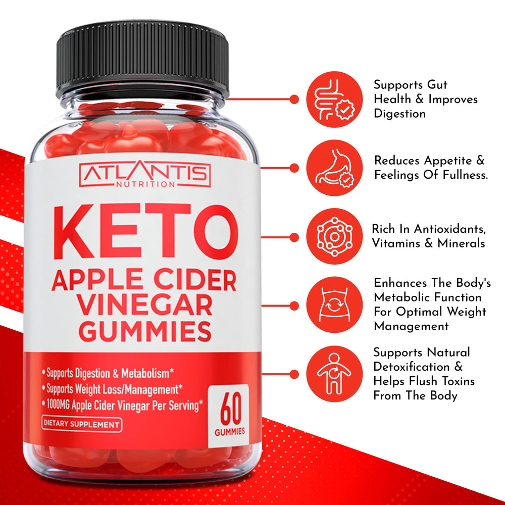 Atlantis Nutrition Keto ACV Gummies apple-flavor close-up for tasty weight-management routine.