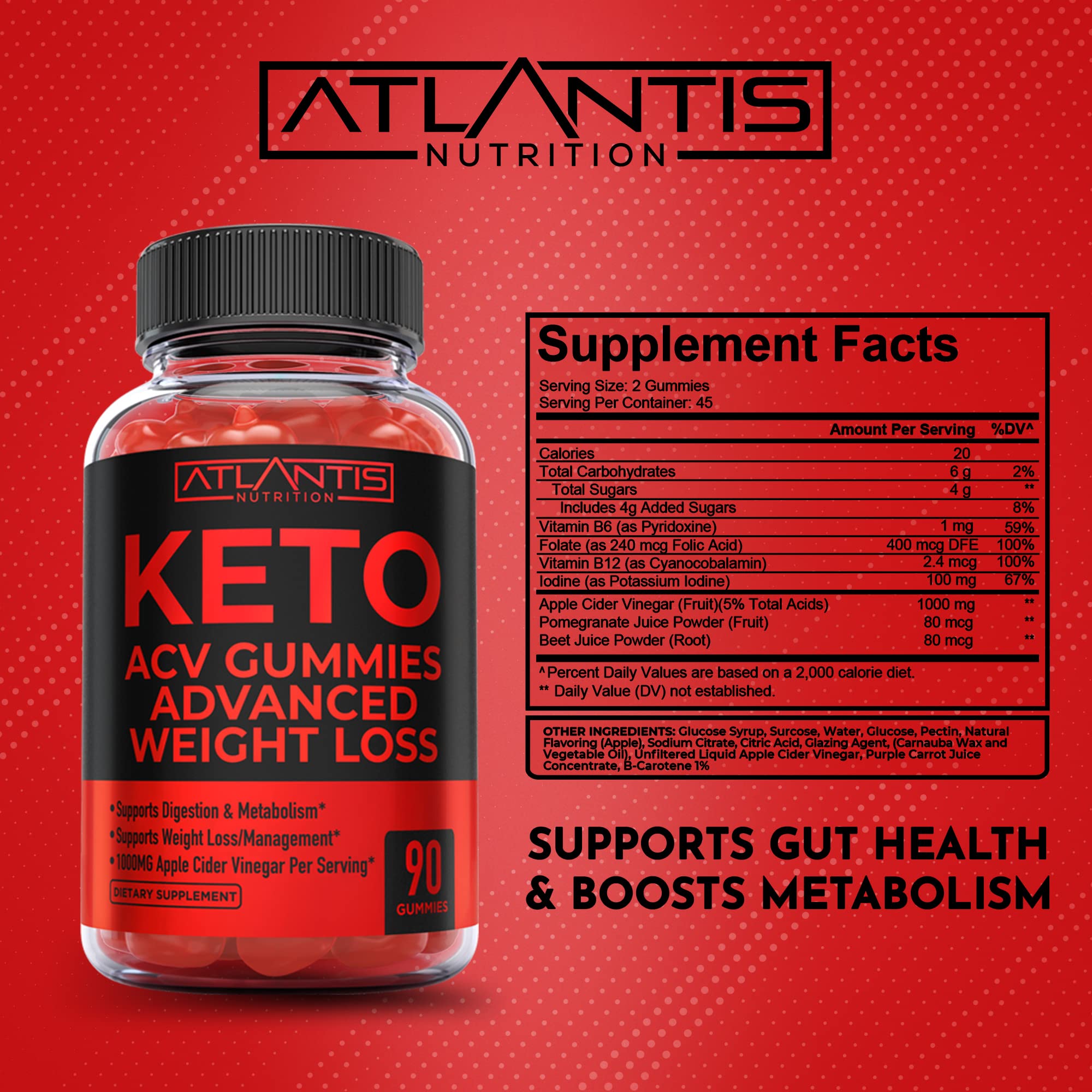 Atlantis Nutrition Keto ACV Gummies apple-flavor for a tasty daily routine