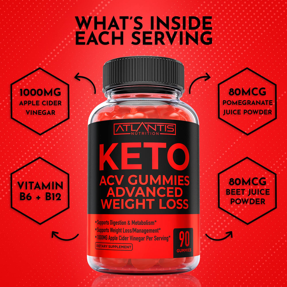 Atlantis Nutrition Keto ACV Gummies lab-tested badge suggests purity and potency
