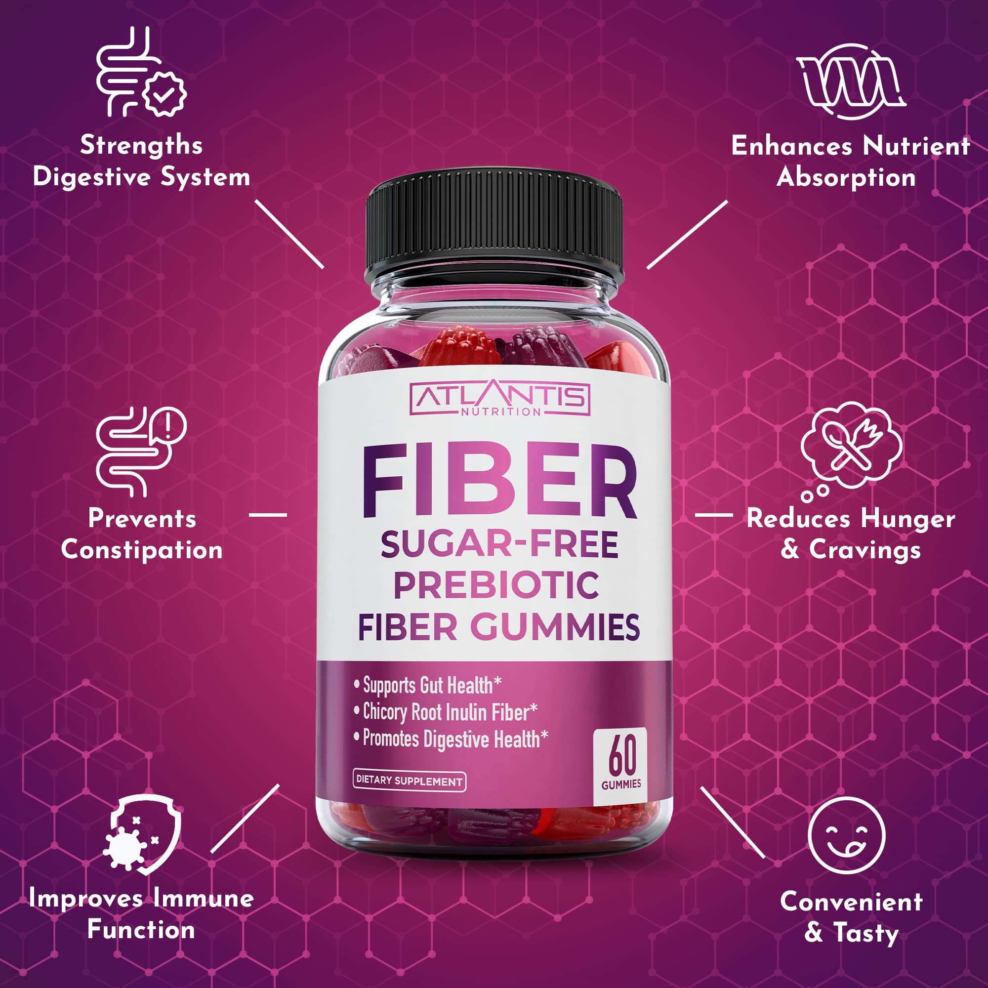 Made in USA label on Atlantis Nutrition fiber gummies