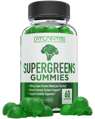 Atlantis Nutrition Supergreens Gummies Raspberry front package