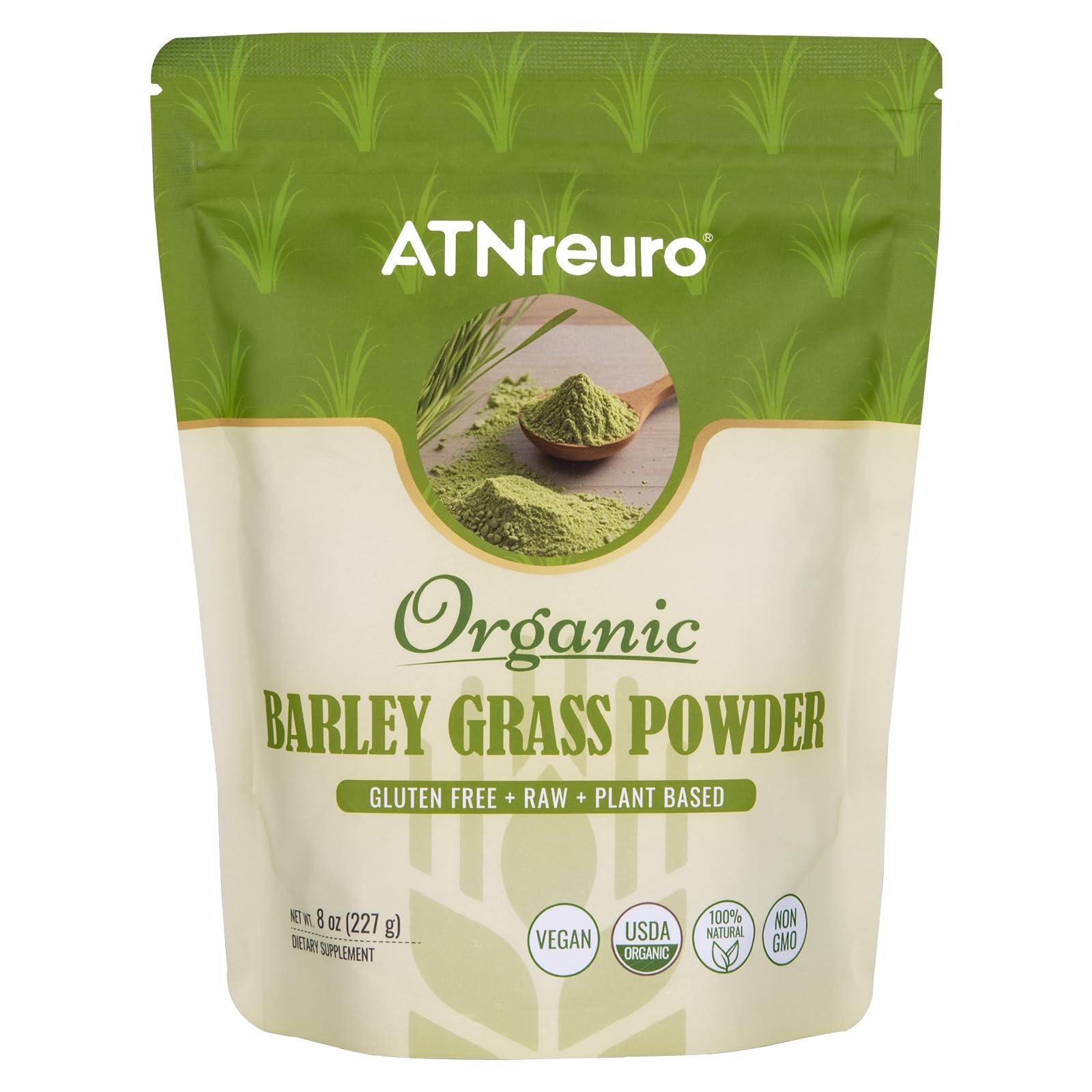 ATNreuro Barley Grass Powder 8 oz front view