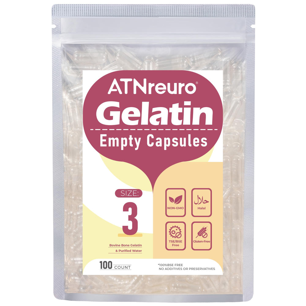 ATNreuro size 3 clear empty gelatin capsules - 100 count