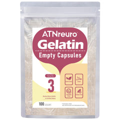 ATNreuro size 3 clear empty gelatin capsules - 100 count