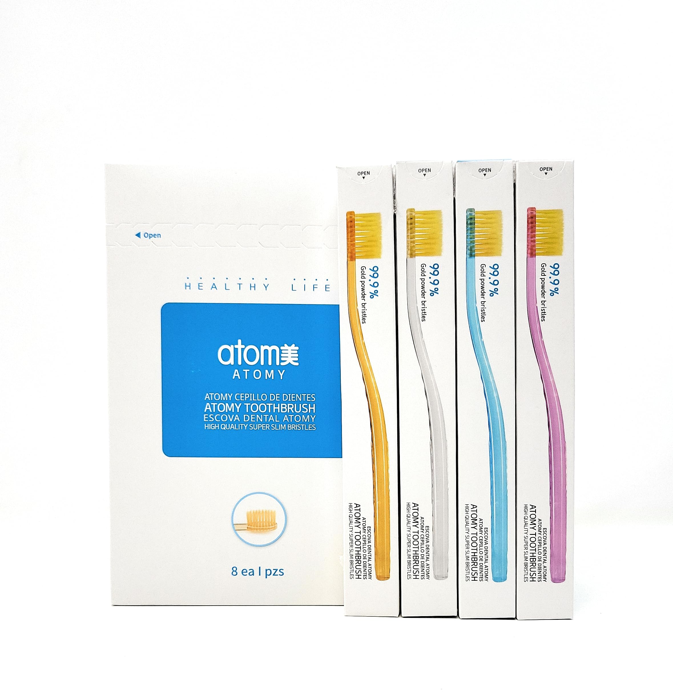 Atomy toothbrush set of 8 with ultra-slim ovalized head