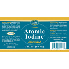 Baar Atomic Iodine 2 oz bottle - back view with label
