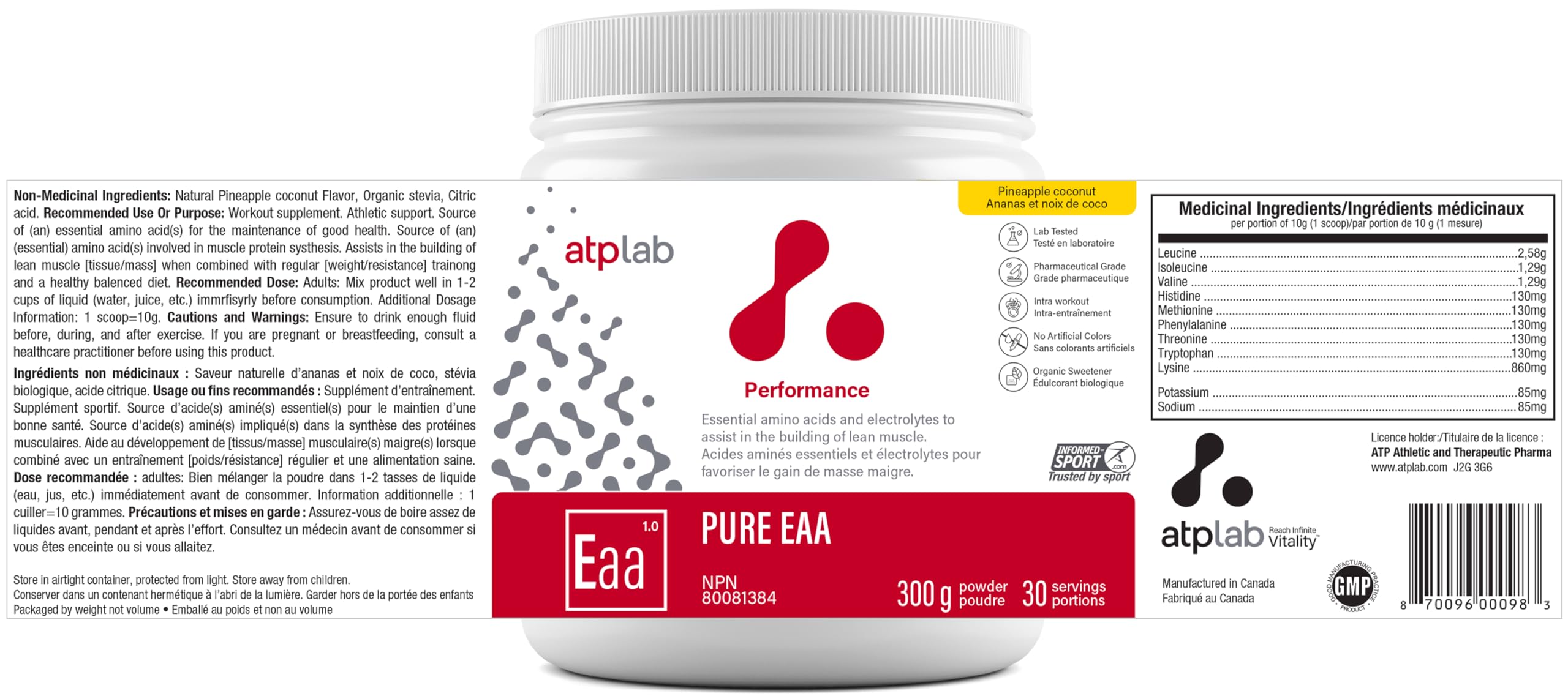 Prepared drink of Pineapple Coconut EAA powder in glass