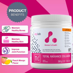 Collagen powder in a glass for ATP LAB Total Radiance Peach Mango 360g