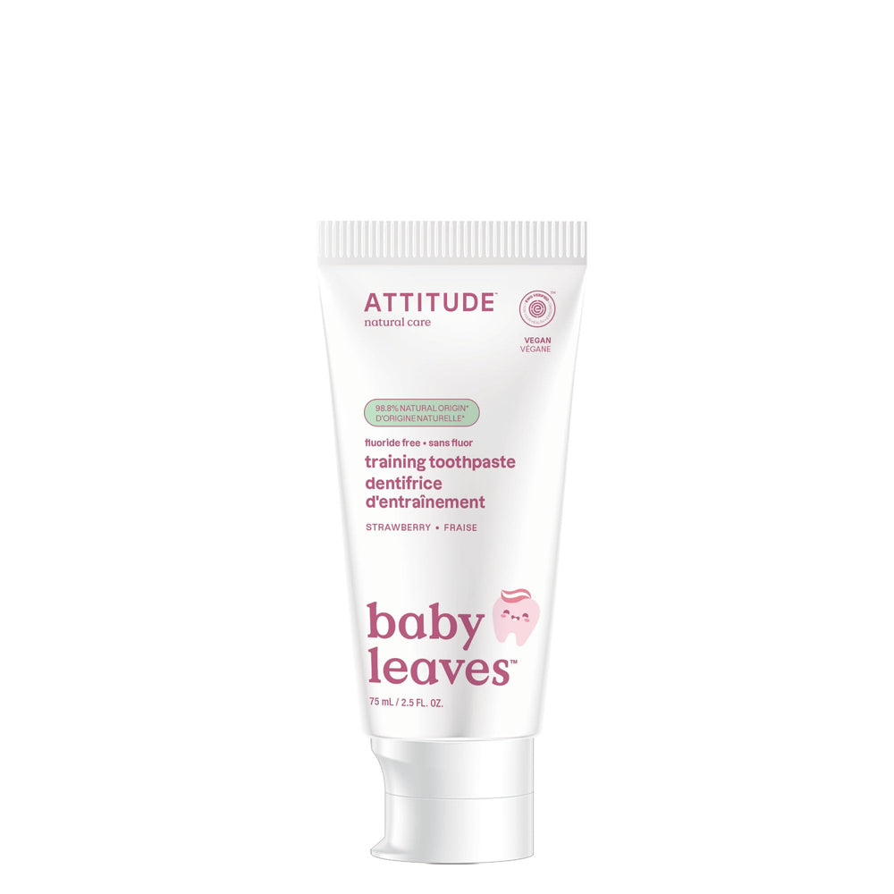 Packaging for ATTITUDE Baby Training Toothpaste Strawberry 2.6 oz