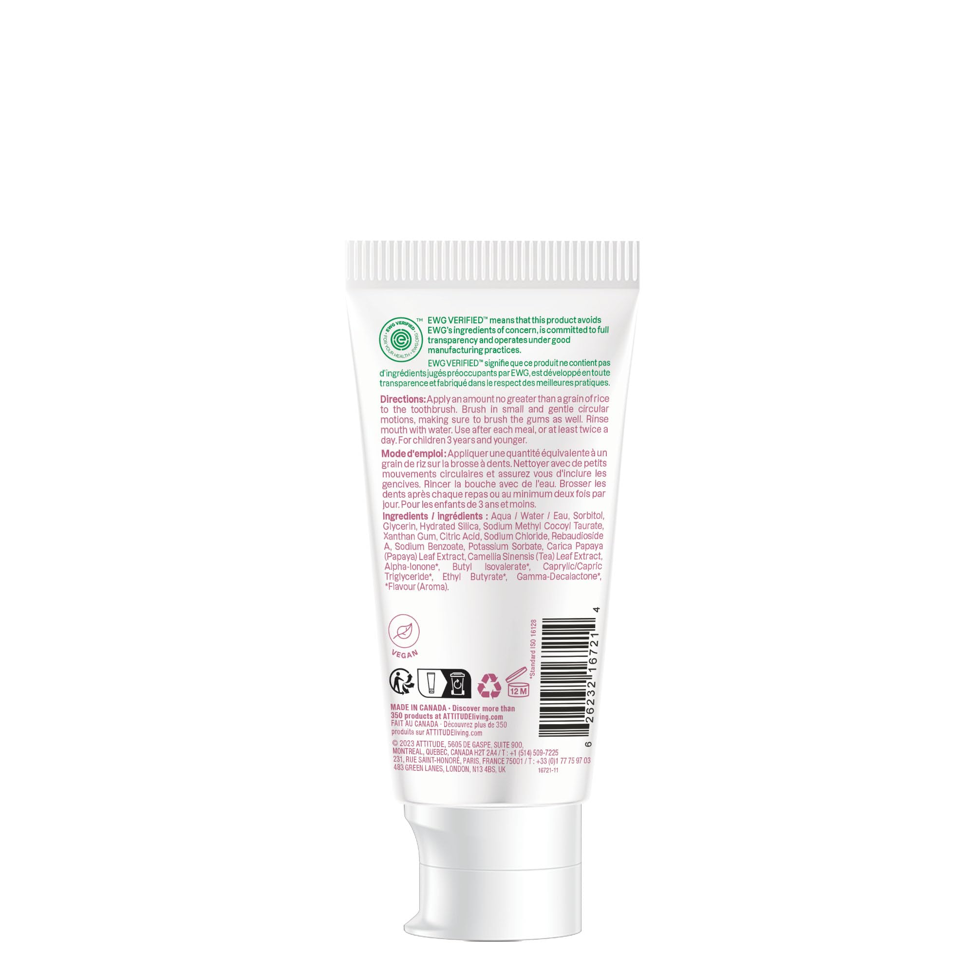 Baby brushing with ATTITUDE training toothpaste Strawberry