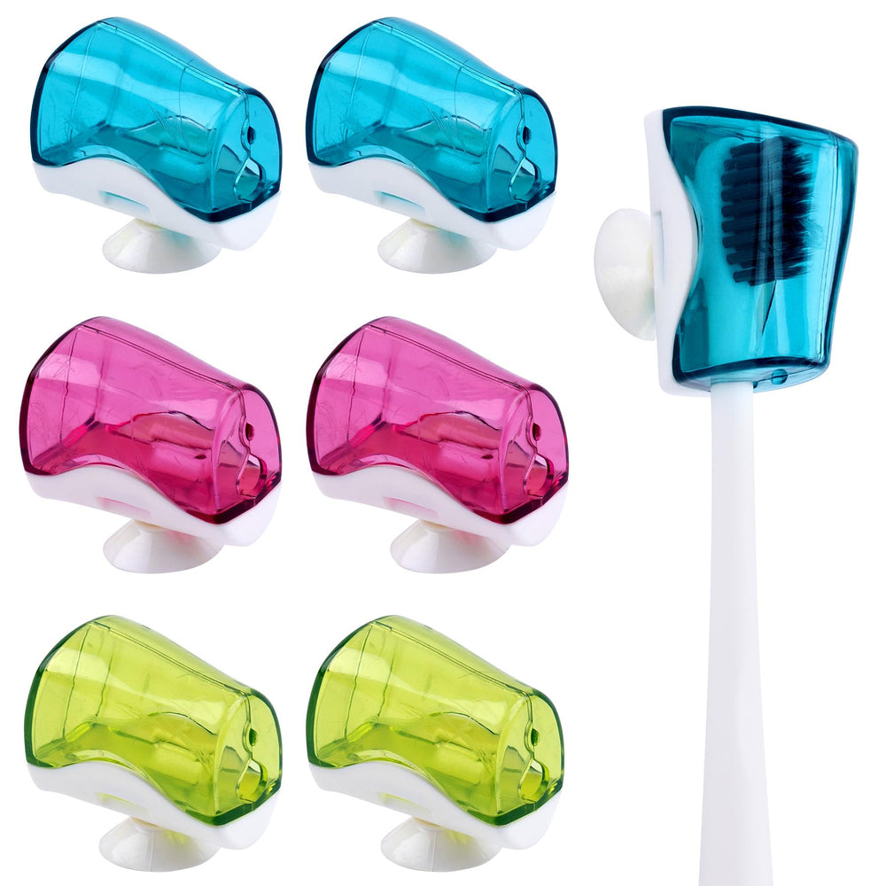 AUEAR 6-pack toothbrush holder with suction cup on wall