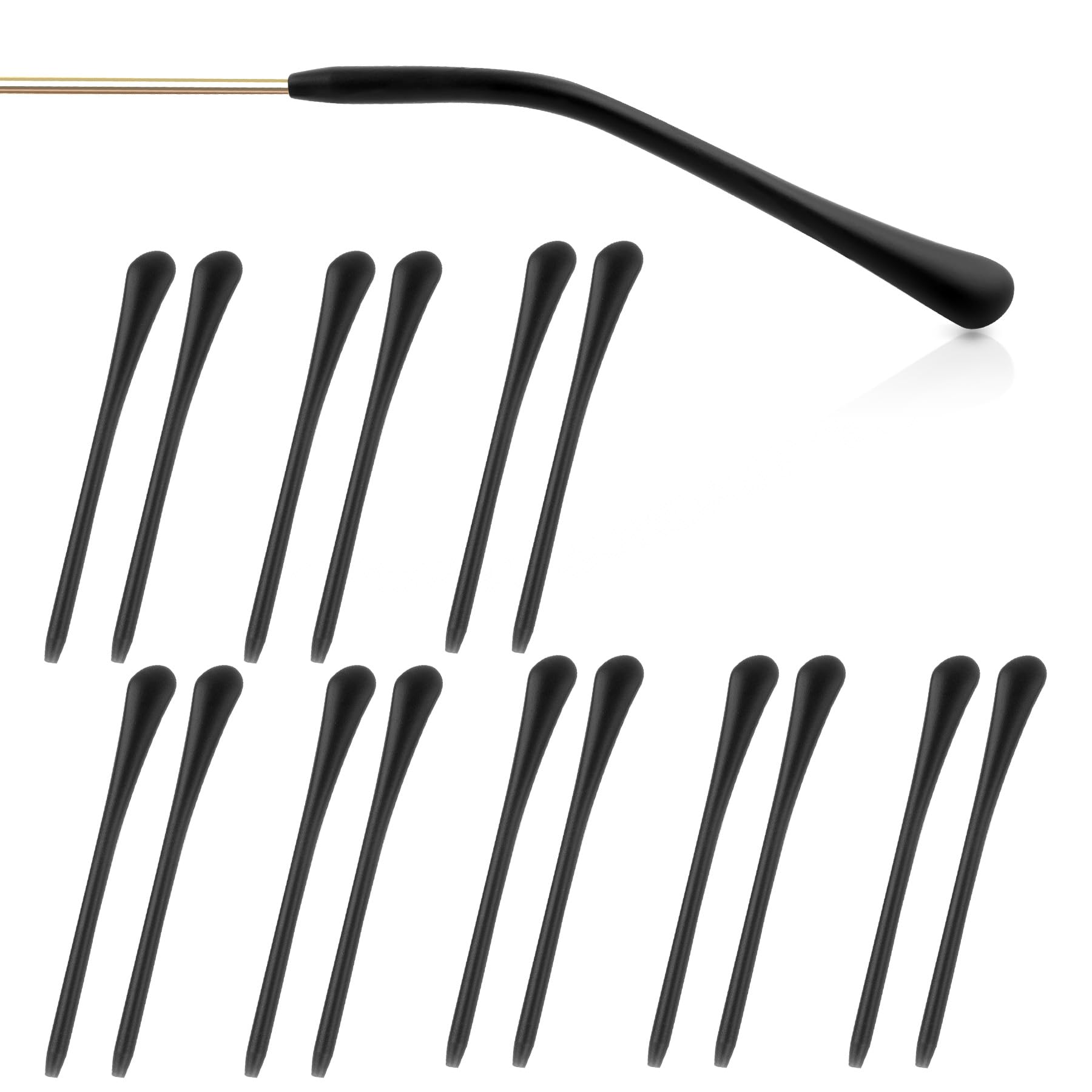 AUEAR eyeglass end tips set of 8 pairs in black, round tips