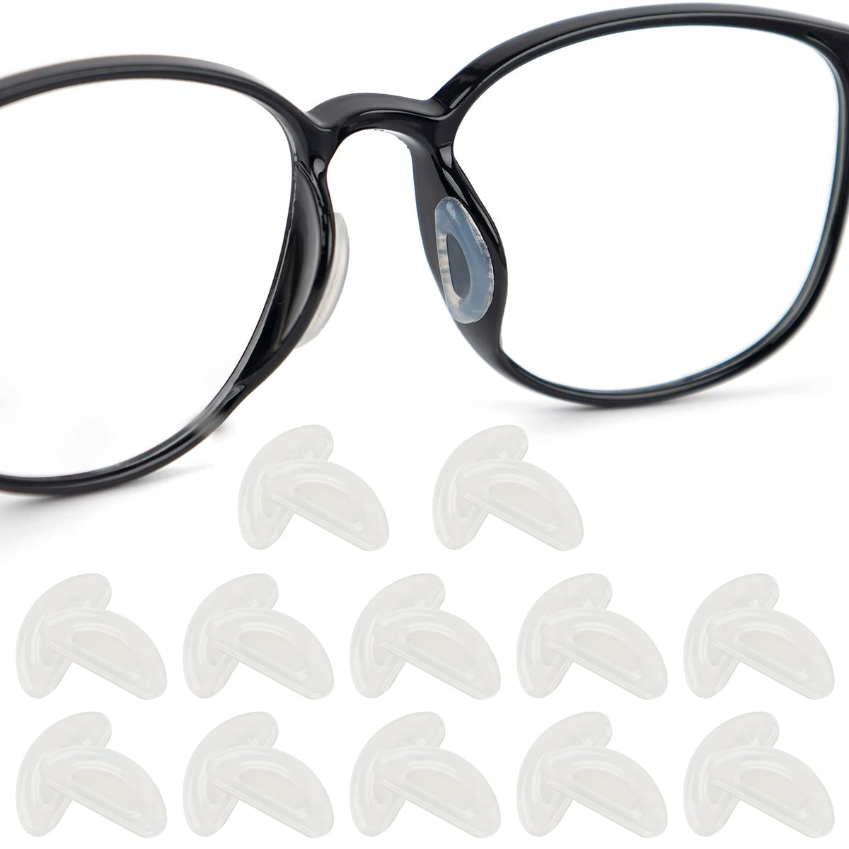 AUEAR 12 pairs clear silicone eyeglass nose pads