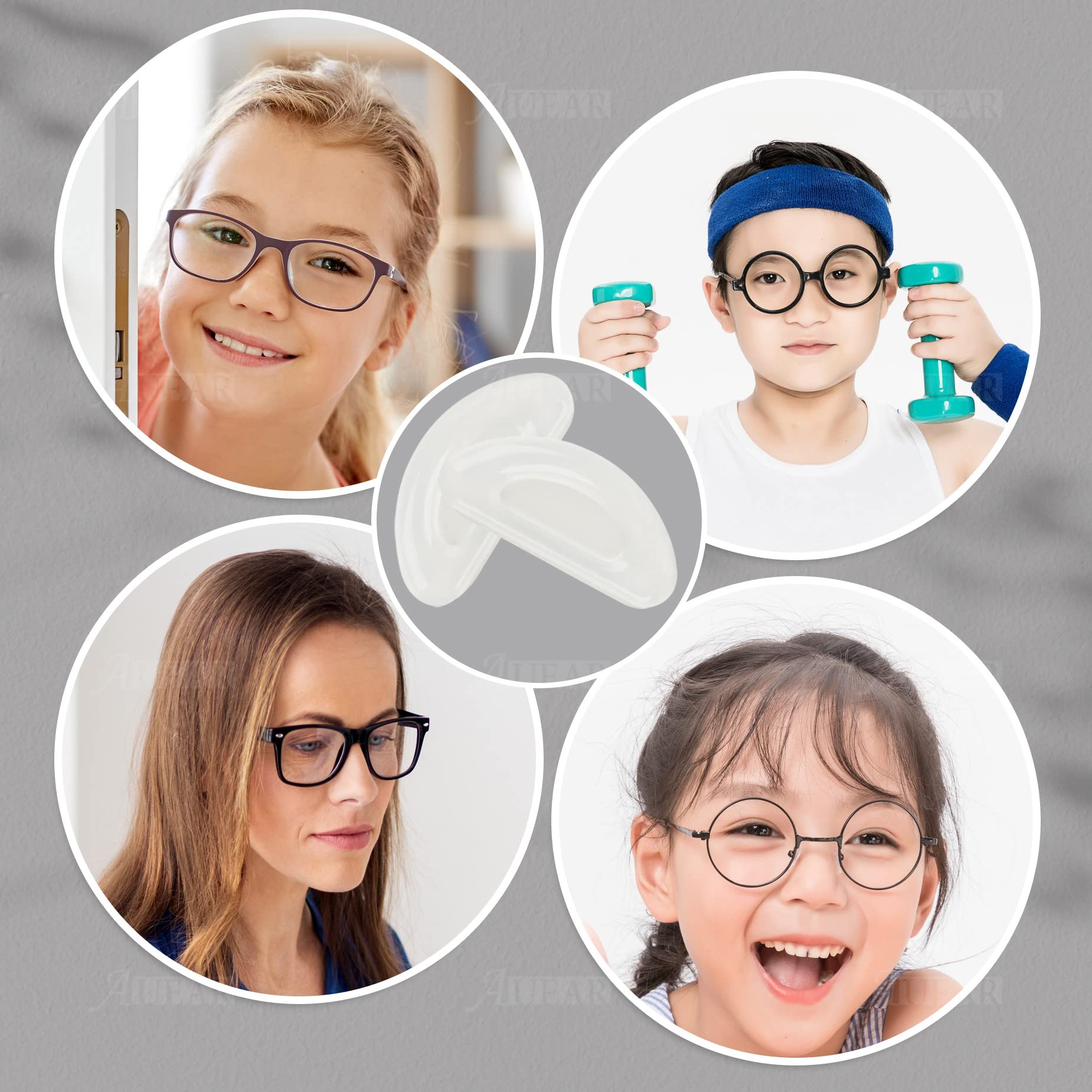 D-shaped nose pads for comfortable wear on glasses