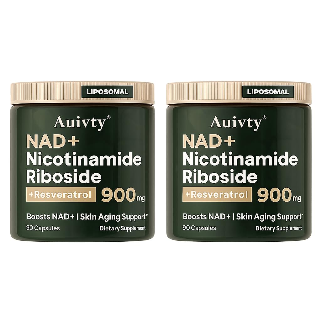 Auivty NAD+ NR liposomal supplement 2-pack bottle with 90 capsules each