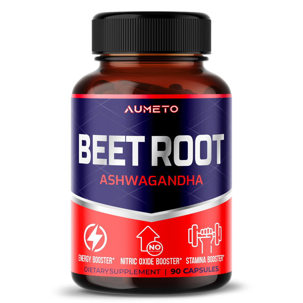 AUMETO Beet Root Capsules bottle demonstrates everyday energy support for active lifestyles.