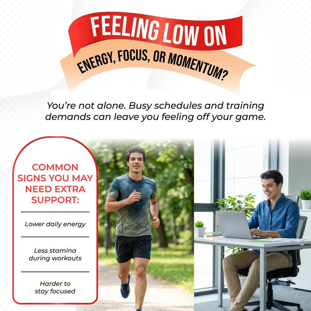 AUMETO Vitality bottle label close-up highlights Tribulus, Tongkat Ali, and D3.