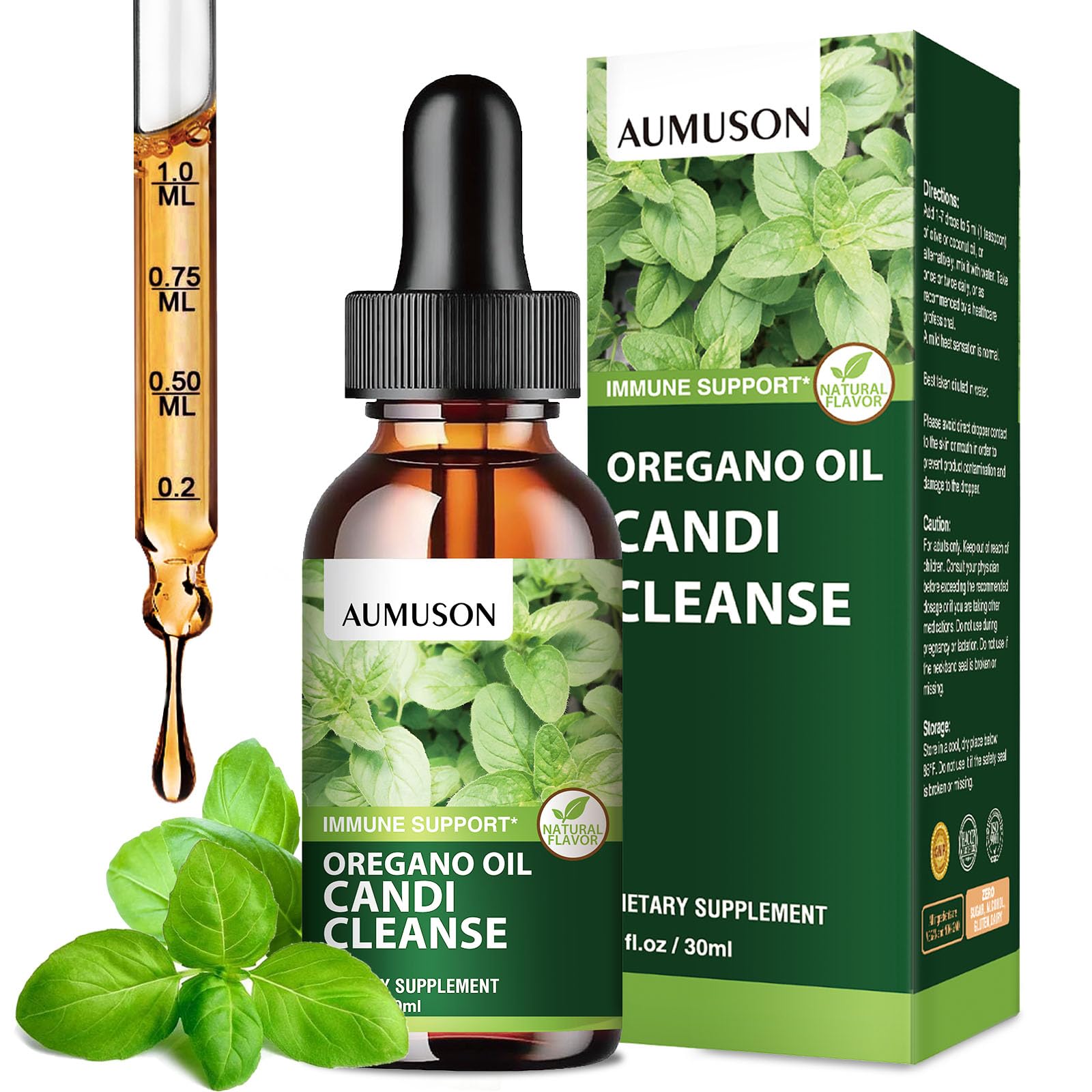 AUMUSON Candi Cleanse Detox bottle with oregano oil drops