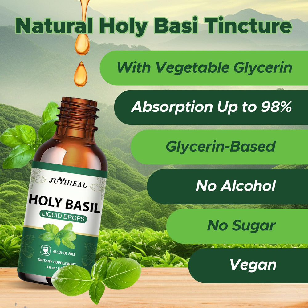 Tulsi herb illustration for Holy Basil drops