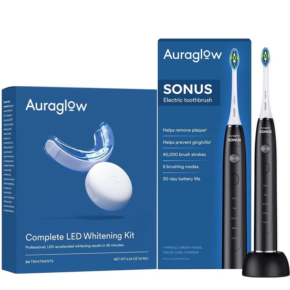 Auraglow Teeth Whitening Kit with whitening gel and trays