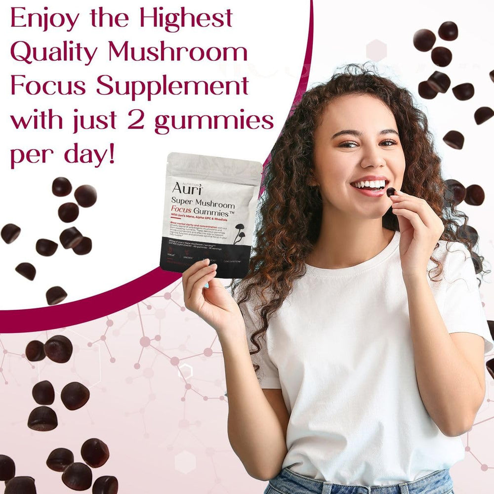 Vegan-friendly, GMO-free Auri Focus Gummies