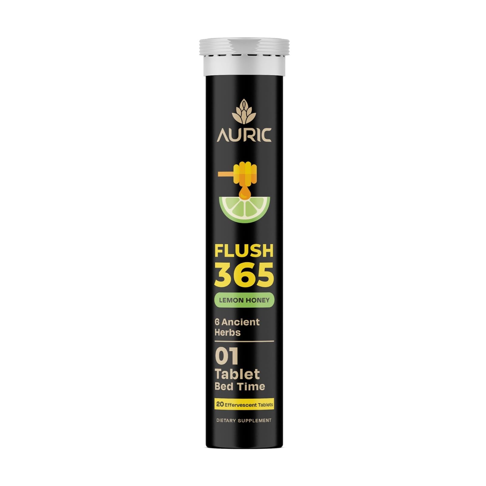Auric Flush365 bottle containing 20 effervescent tablets