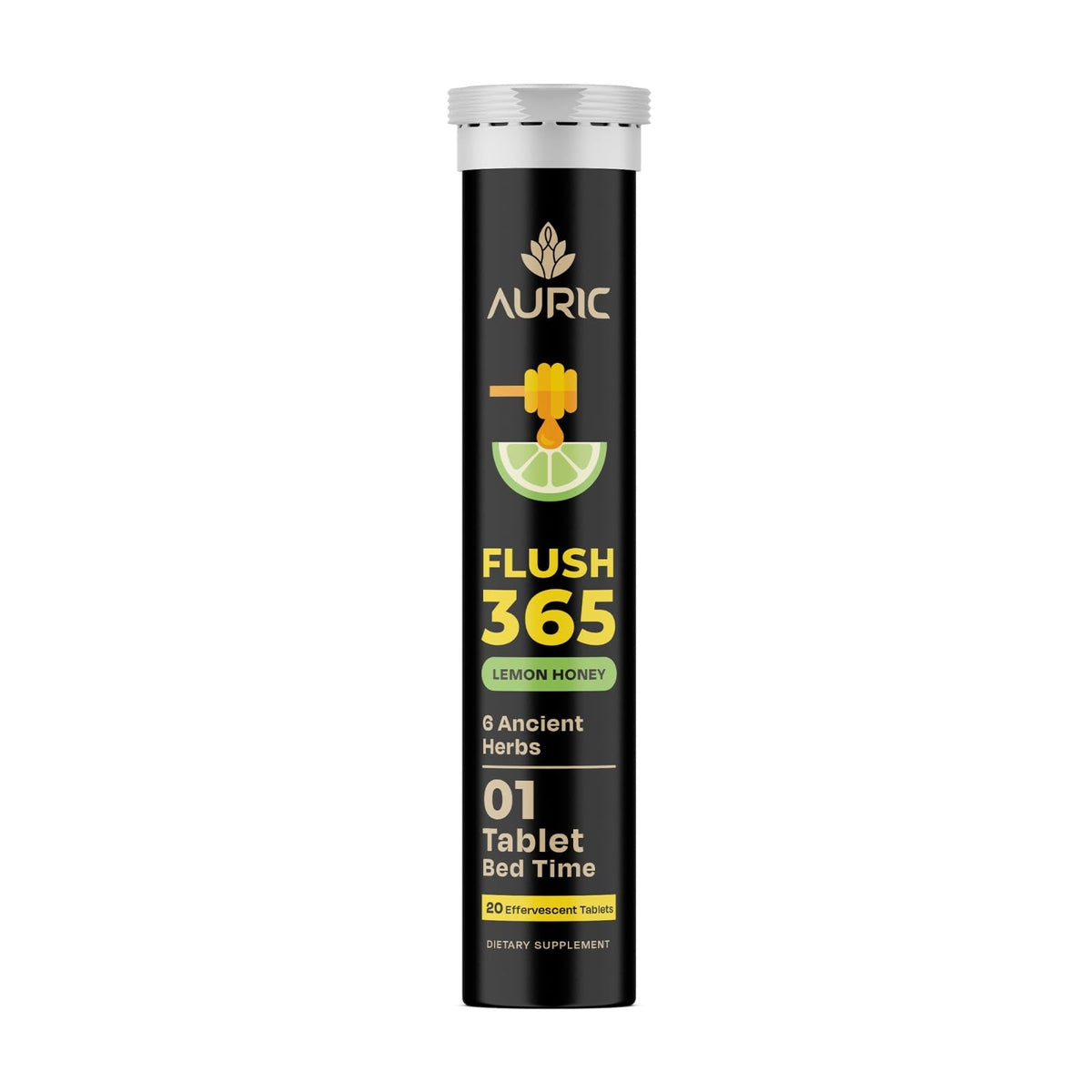 Auric Flush365 bottle containing 20 effervescent tablets