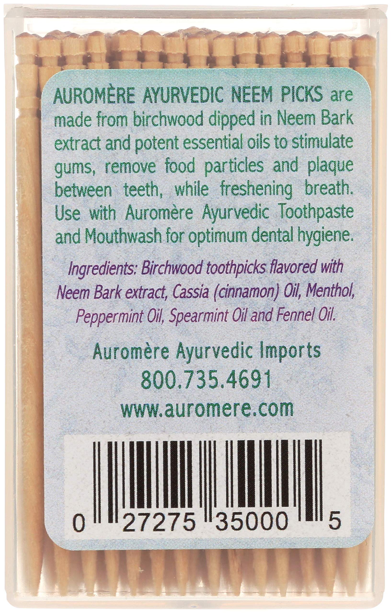 Close-up of neem-infused birchwood toothpick