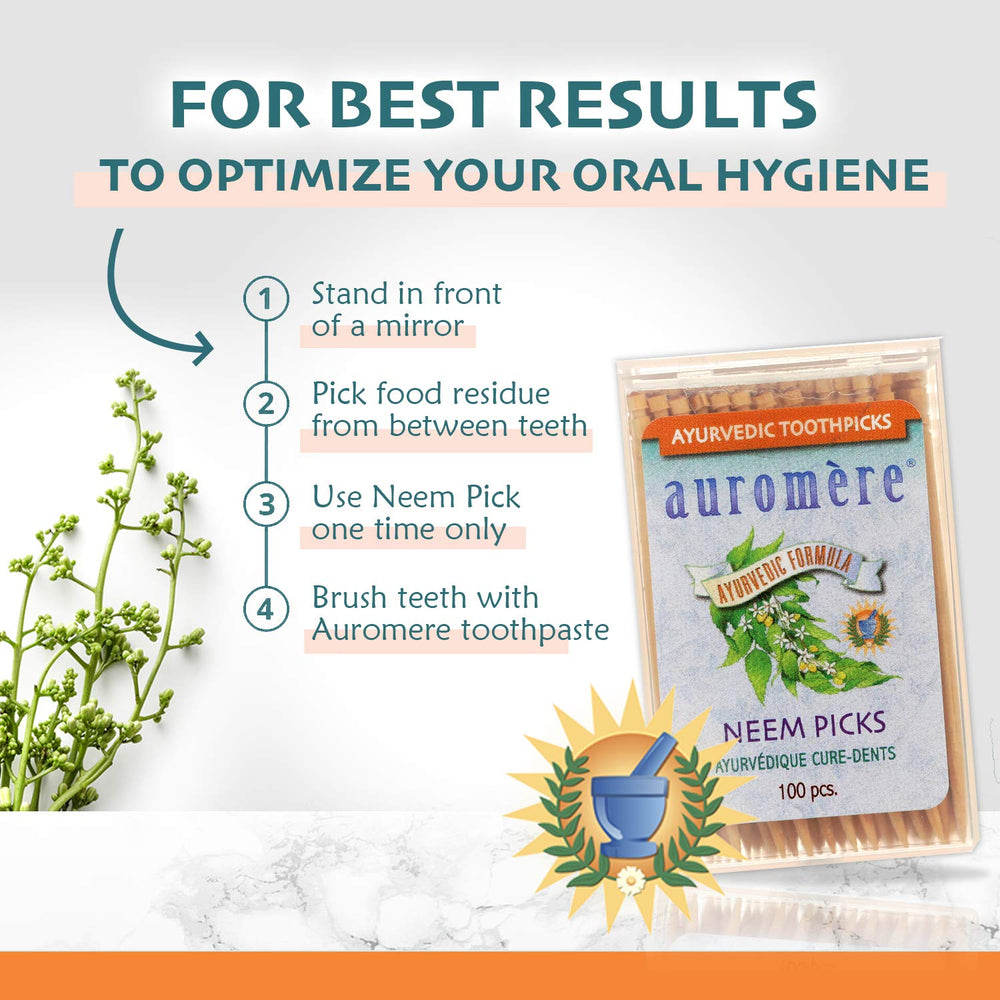 Packaging of Auromere Ayurvedic Neem Toothpicks - 12 pack