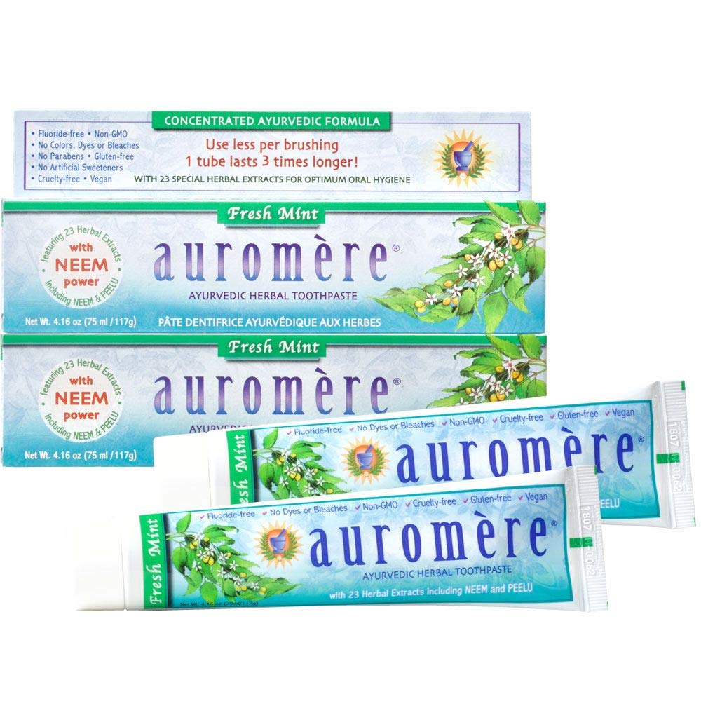 Auromere Ayurvedic Toothpaste Fresh Mint 4.16 oz in 2-pack