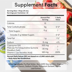 Product label showing gluten-free, non-GMO, sugar-free and strawberry flavor