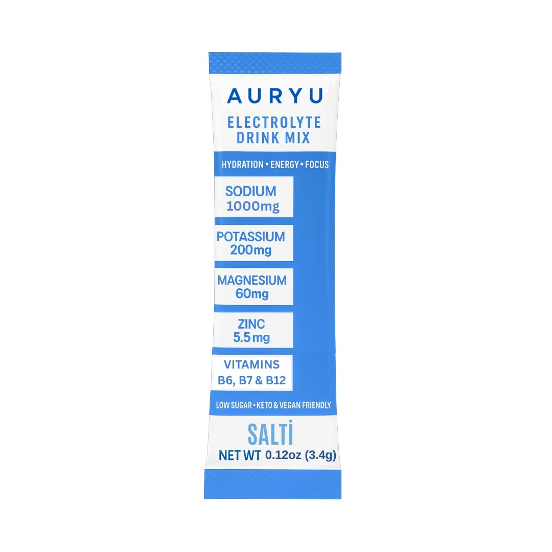 Auryu Electrolyte Mix use during workout illustrates hydration support and performance focus.