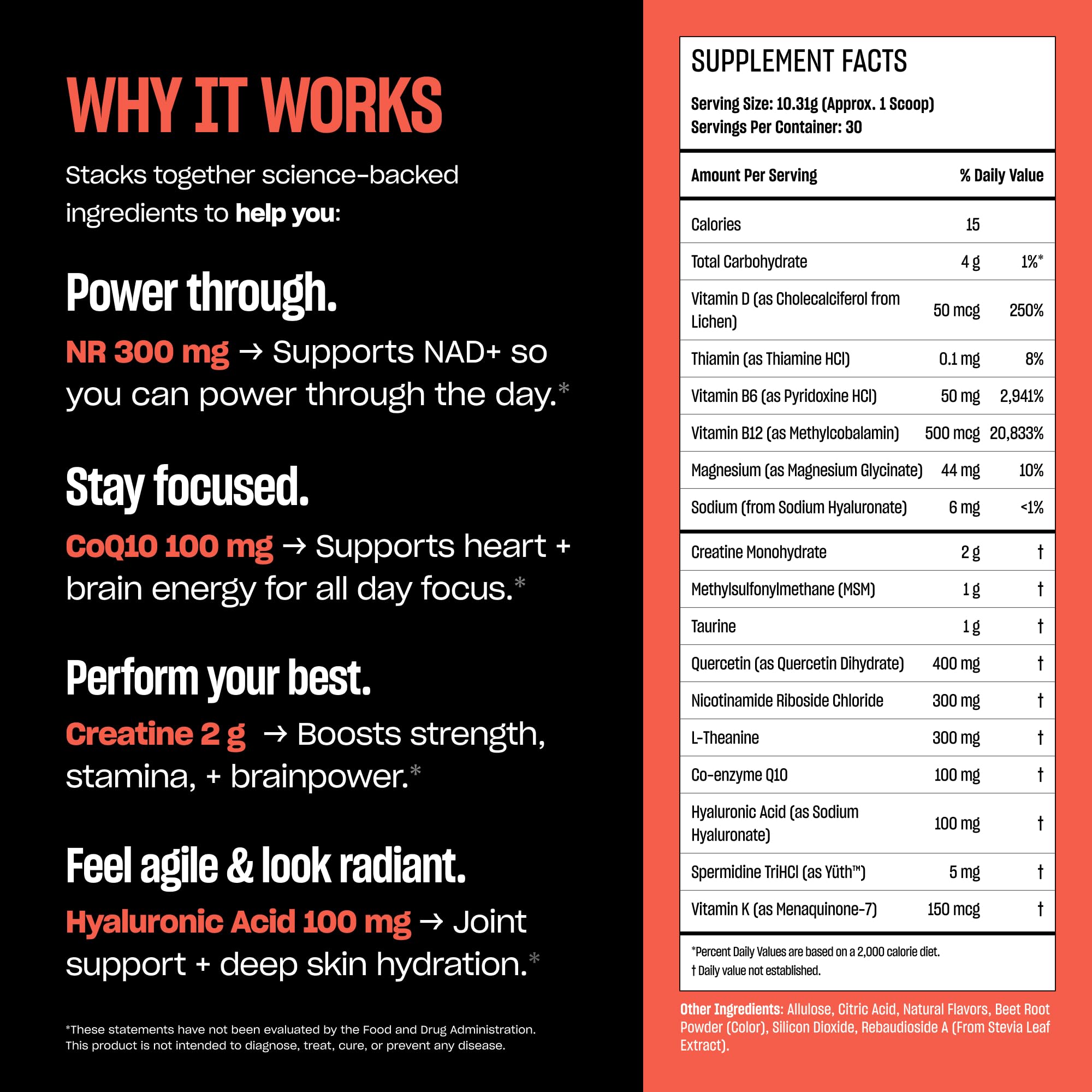 Hyaluronic Acid, Quercetin and Vitamin C ingredients
