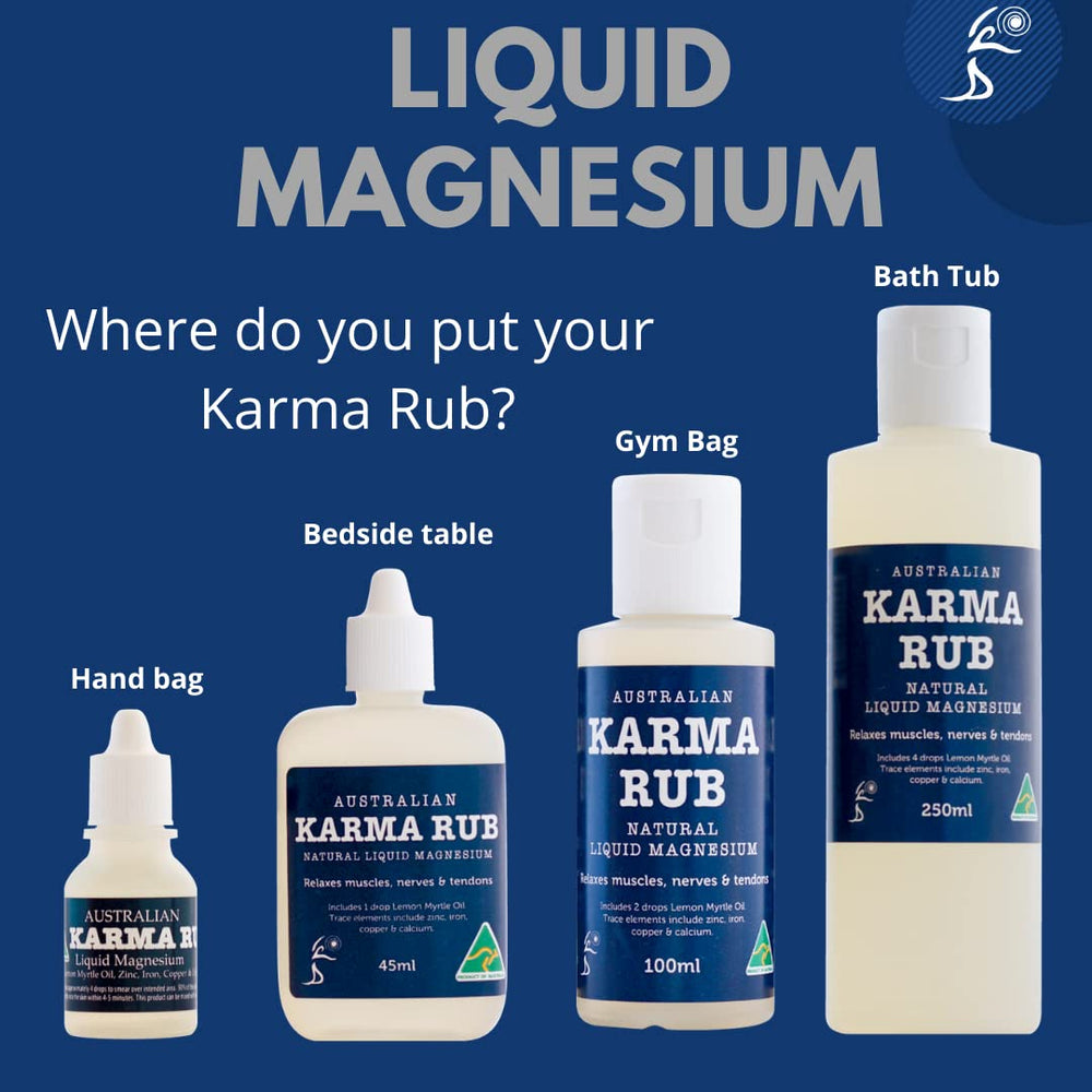 Close-up of Karma Rub bottle label showing product details